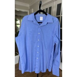 Brooks Brothers 346 Men's Dress Shirt 16.5-36 Blue Non-Iron 100% Cotton Long Sle
